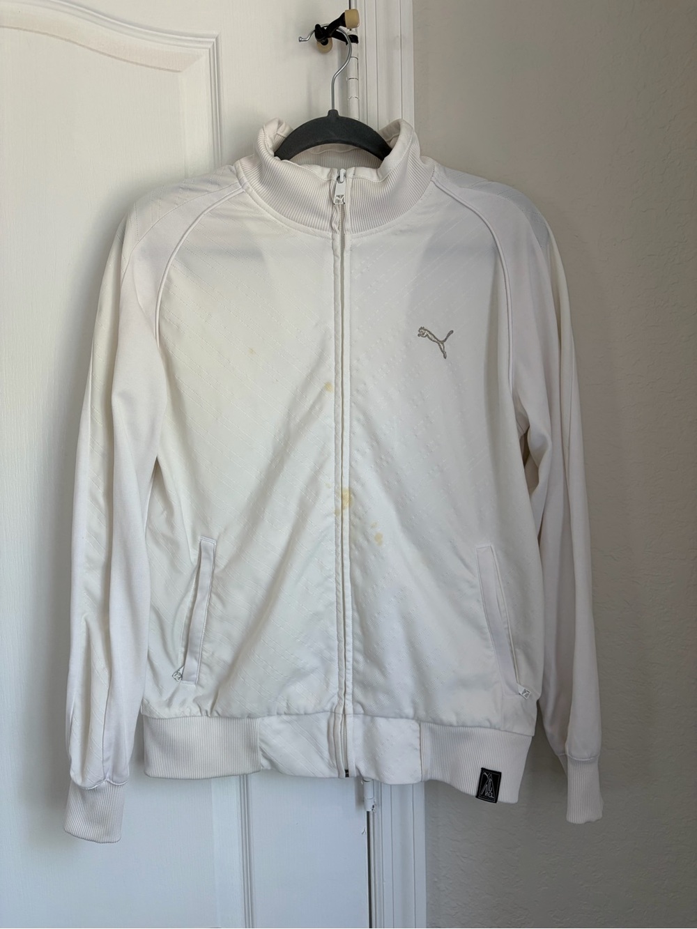 Puma White Full-Zip Bomber Track Jacket